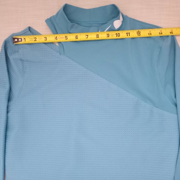 Nike Women's Top Long Sleeve Blue/Cerulean Mock Neck Lux Sporty Stretchy Size L - Picture 7 of 12